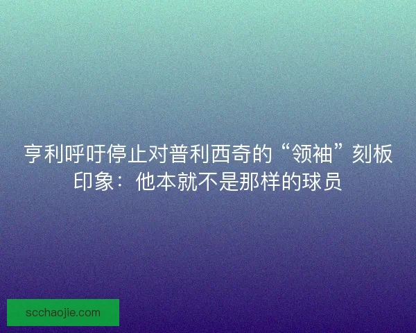 亨利呼吁停止对普利西奇的 “领袖” 刻板印象：他本就不是那样的球员