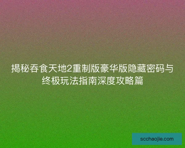 揭秘吞食天地2重制版豪华版隐藏密码与终极玩法指南深度攻略篇
