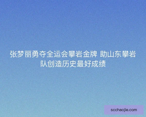张梦丽勇夺全运会攀岩金牌 助山东攀岩队创造历史最好成绩 张梦丽勇夺全运会攀岩金牌 助山东攀岩队创造历史最好成绩